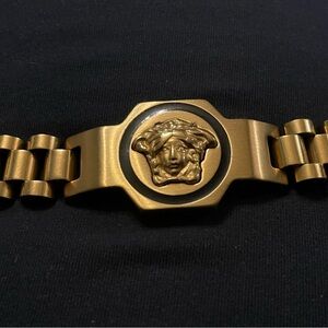 VERSACE MENS GOLD TONED STAINLESS STEEL BRACELET